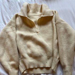 J.ING Cream Collared sweater Small